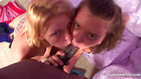 Brunette and blonde amateur threesomes with big black cock