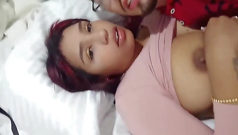 Colombian teen with hairy pussy gets fucked in mouth