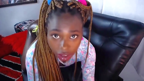 Ebony woman gets a blowjob on the bed and gets pounded on the bed