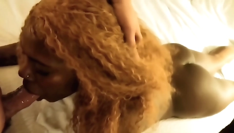 Ebony teen plays with his big dick in POV porn video