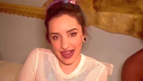 Interracial teen beauty in black stockings and stockings