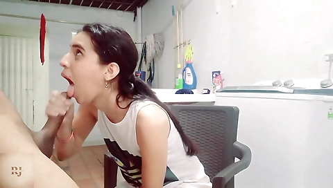 A brunette babe with tattoo on tits enjoys her body rubbed