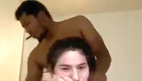 My teen brunette with natural tits gets fucked on the webcam