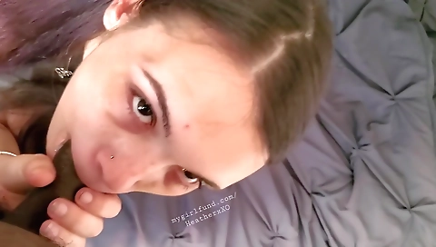 Horny ebony beauty with nice ass fucked in deepthroat