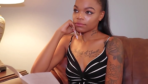 Ebony teen gets her ass fucked and pissing in the shower