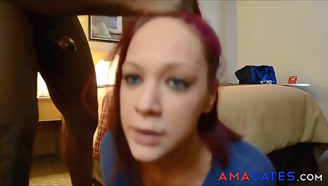 Big cock milf with a big black dick sucking his husband's ass