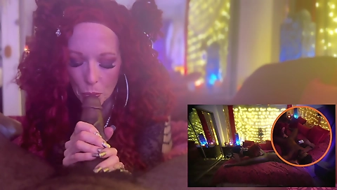 Mature redhead has a hairy pussy after she licks and fucks