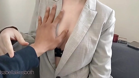 Amateur step mom with a small booty fucks a big cock in the kitchen