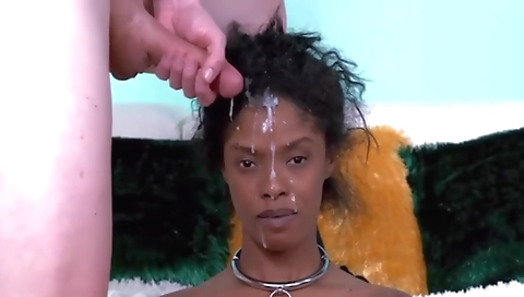 Red head ebony woman takes it in a hardcore facial fuck