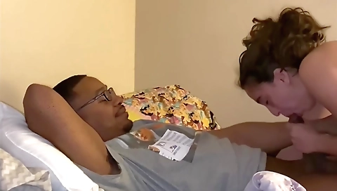 Brunette teen with big cock deepthroated and creampie