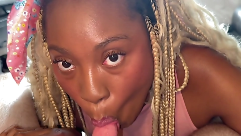 Ebony slut with a big ass gets fucked in the mouth