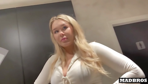 I fucked two blonde beauties in the elevator and in the toilet