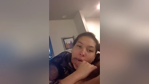 Latina chick gets fucked in a deepthroat and blowjob