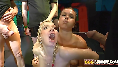 Blonde amateur with hairy pussy gets in the group sex video