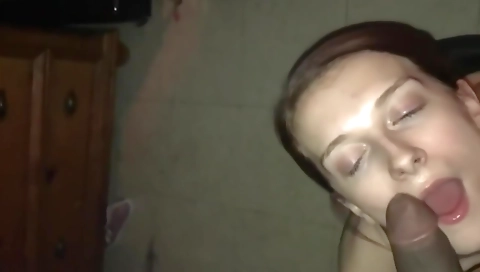 Amateur blowjob and facial from big dildo in hd sex video